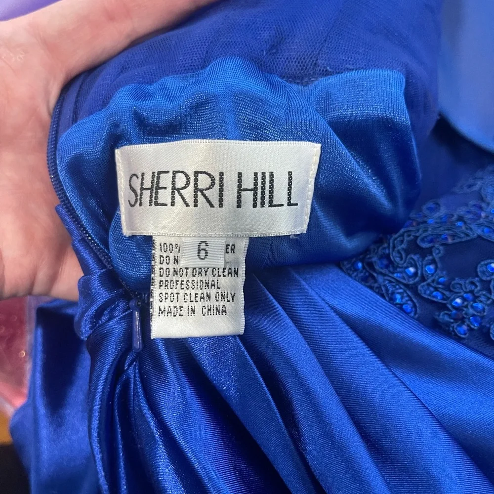 Sherri Hill Vibrant Blue Satin Dress - Picture 5 of 6